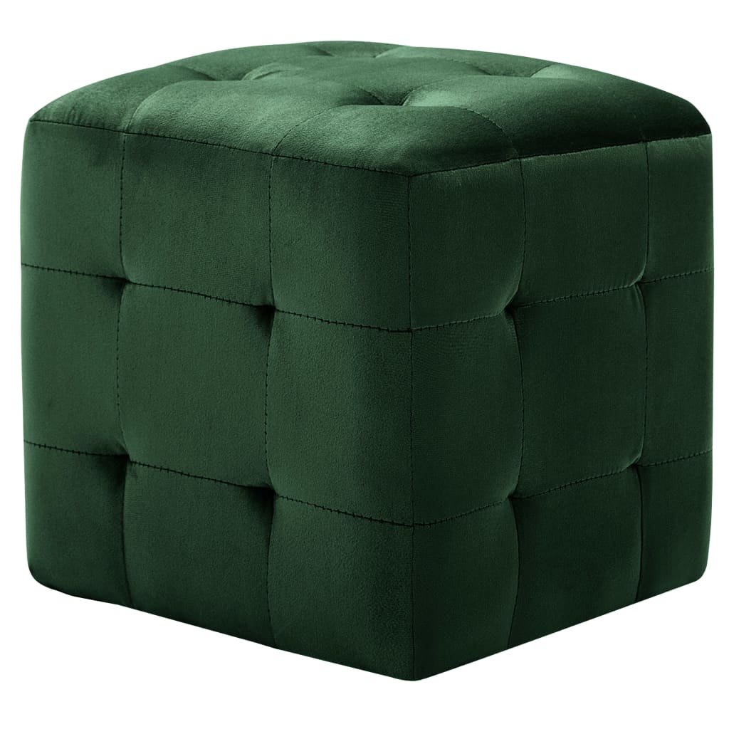 2 pcs Poufs Vert 30 x 30 x 30 cm Tissu velours - XIOS