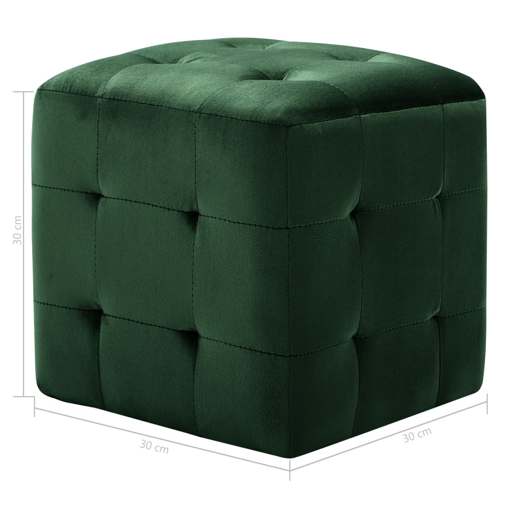2 pcs Poufs Vert 30 x 30 x 30 cm Tissu velours - XIOS