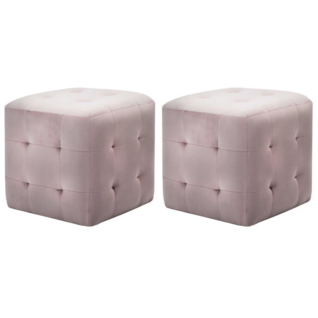 2 pcs Poufs Rose 30 x 30 x 30 cm Tissu velours - XIOS