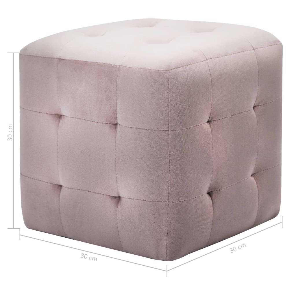 2 pcs Poufs Rose 30 x 30 x 30 cm Tissu velours - XIOS