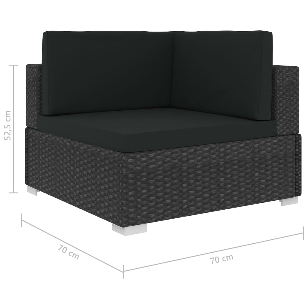 Salon de jardin 8 pcs avec coussins résine tressée noir - XIOS