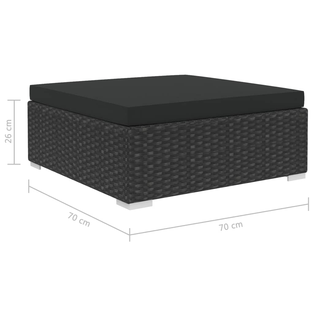 Salon de jardin 8 pcs avec coussins résine tressée noir - XIOS