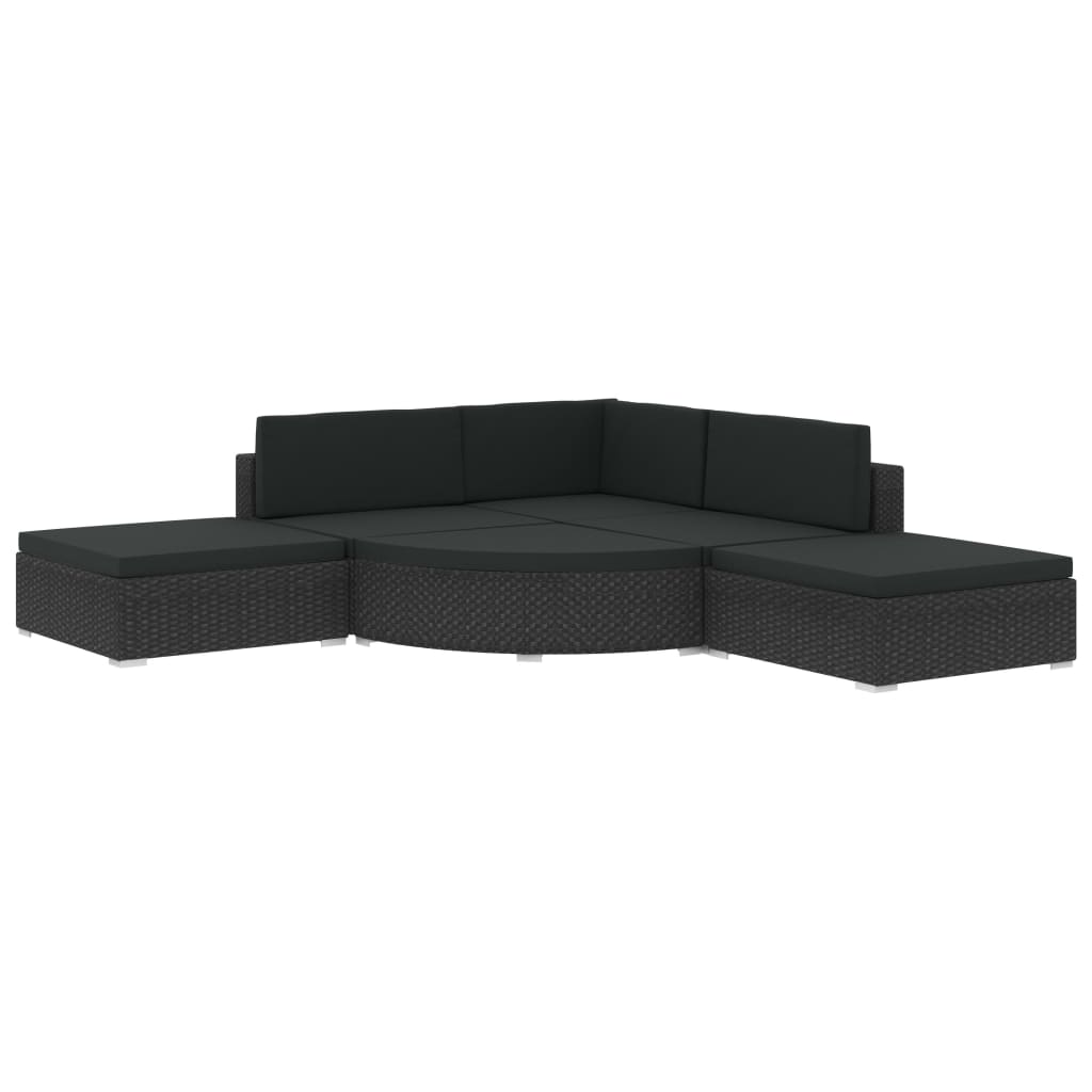 Salon de jardin 6 pcs avec coussins résine tressée noir - XIOS