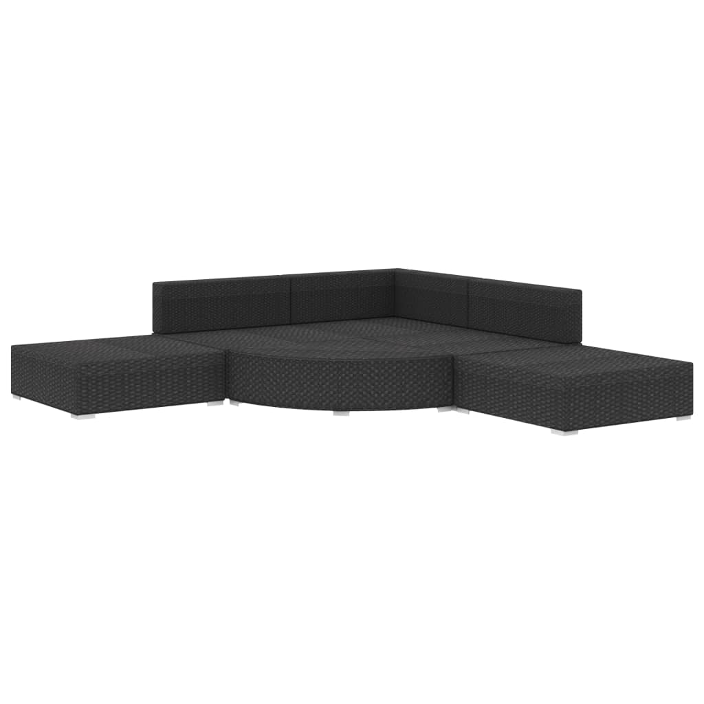 Salon de jardin 6 pcs avec coussins résine tressée noir - XIOS