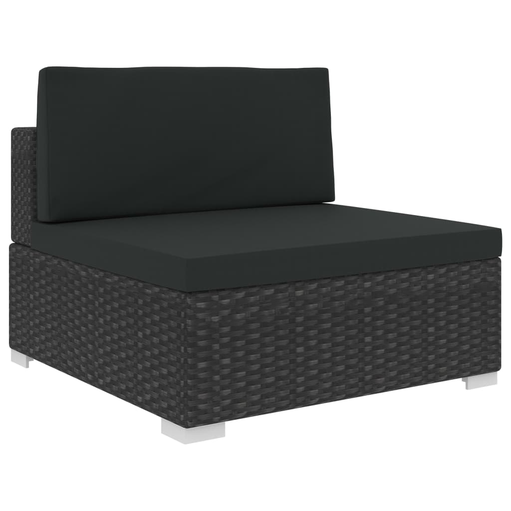 Salon de jardin 6 pcs avec coussins résine tressée noir - XIOS