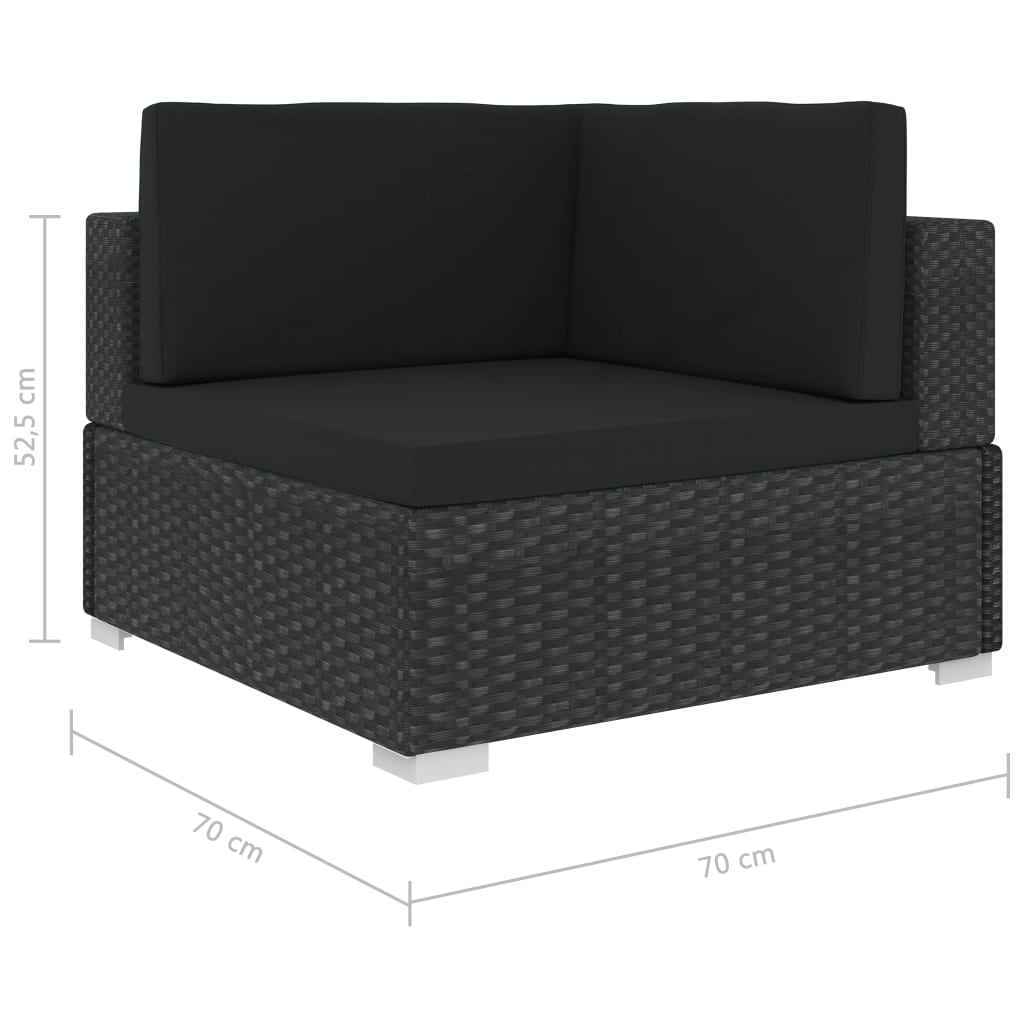 Salon de jardin 6 pcs avec coussins résine tressée noir - XIOS