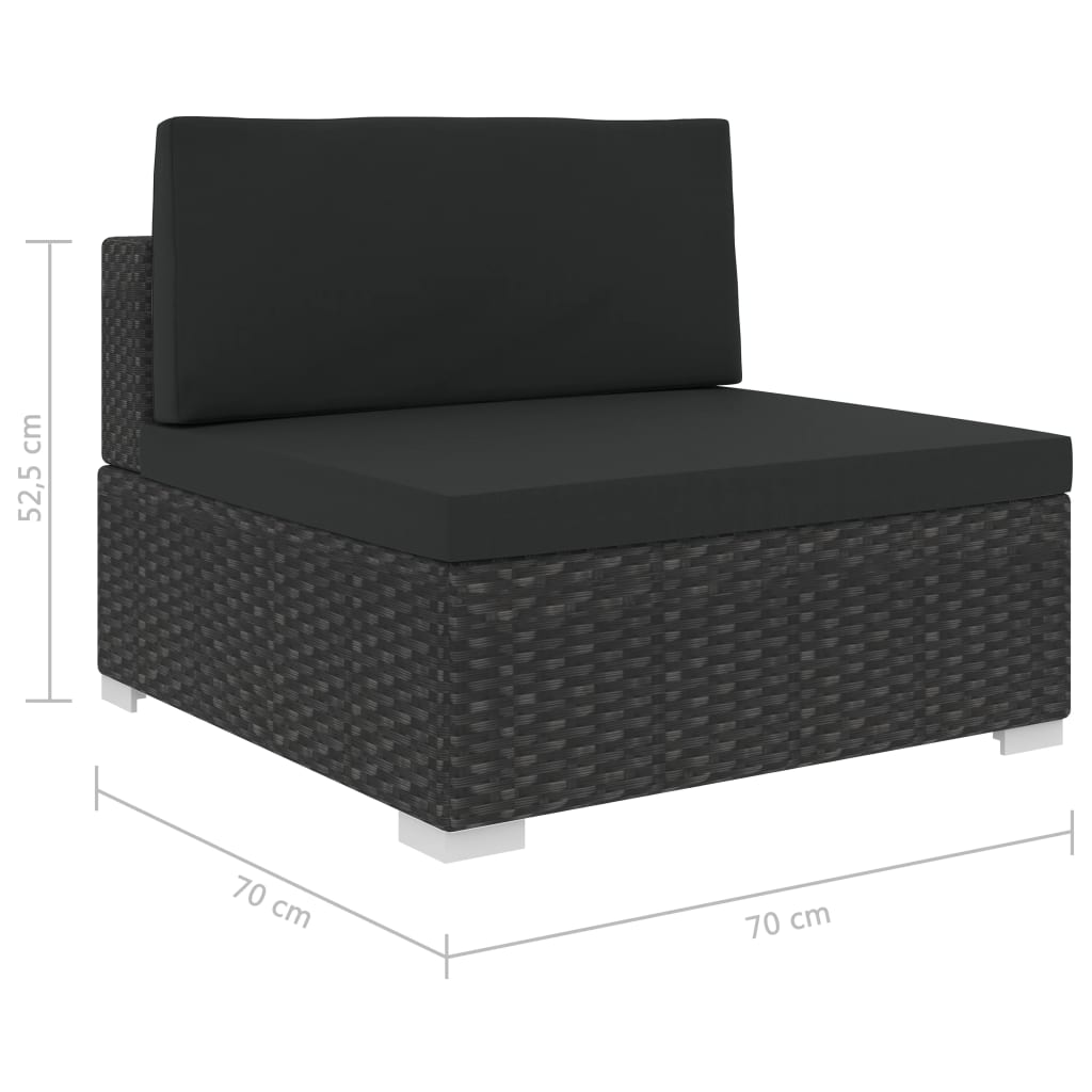 Salon de jardin 6 pcs avec coussins résine tressée noir - XIOS