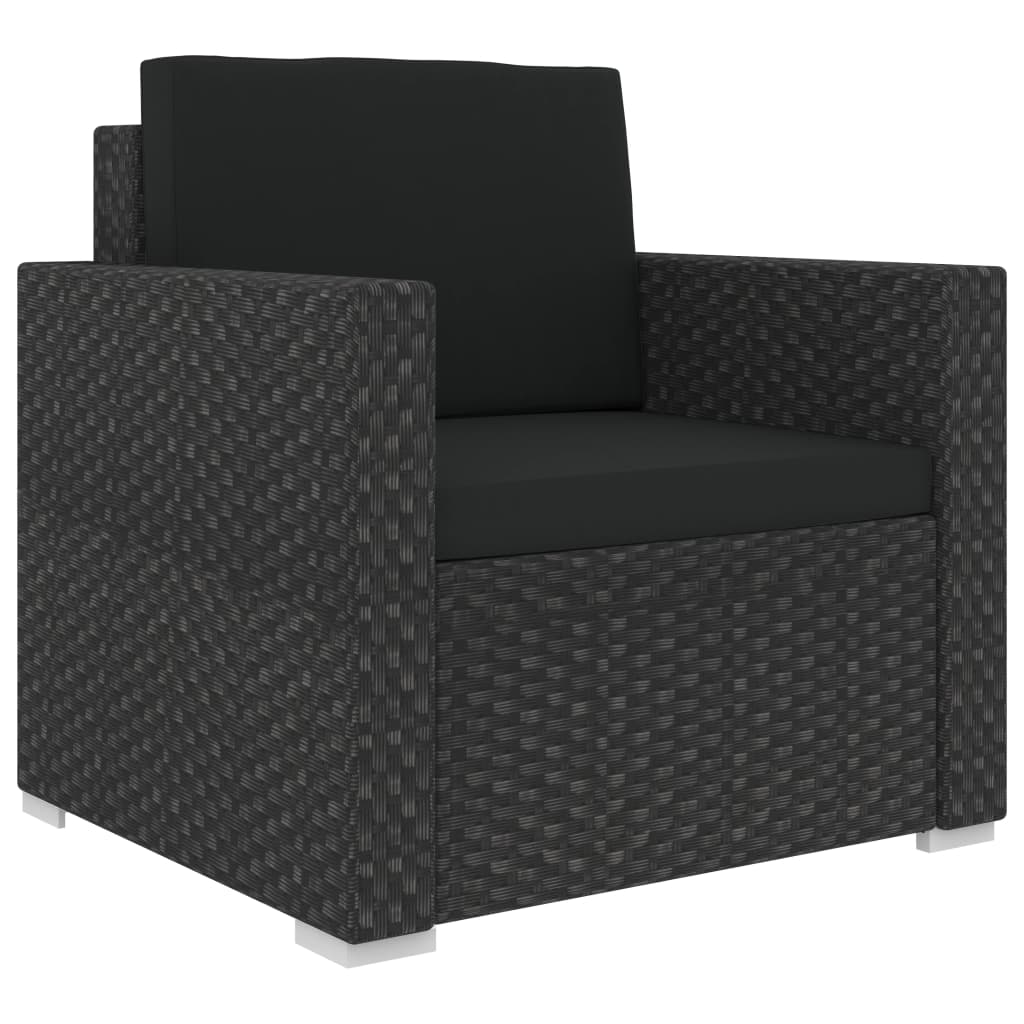Salon de jardin 6 pcs avec coussins résine tressée noir - XIOS