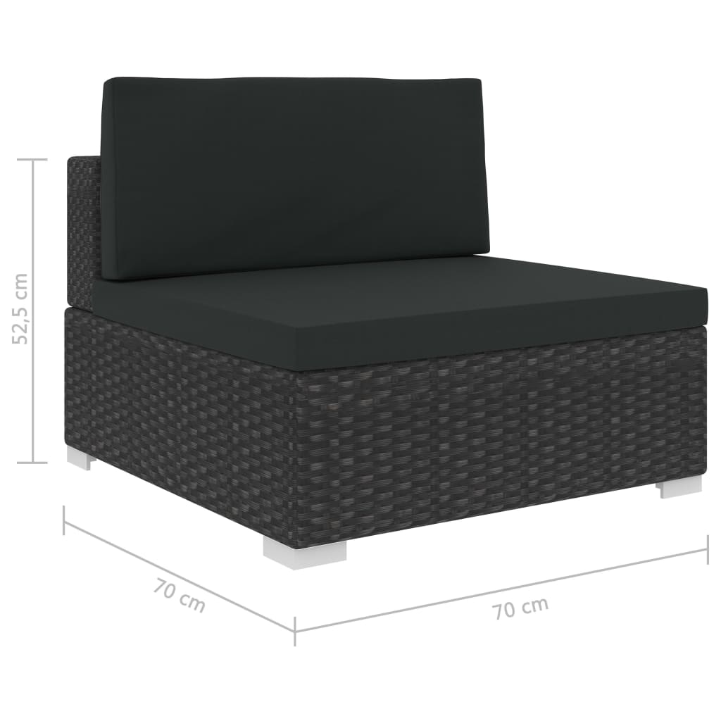 Salon de jardin 6 pcs avec coussins résine tressée noir - XIOS