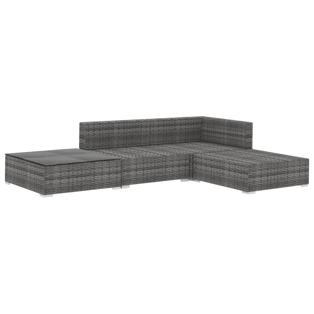 Salon de jardin 4 pcs avec coussins résine tressée gris - XIOS