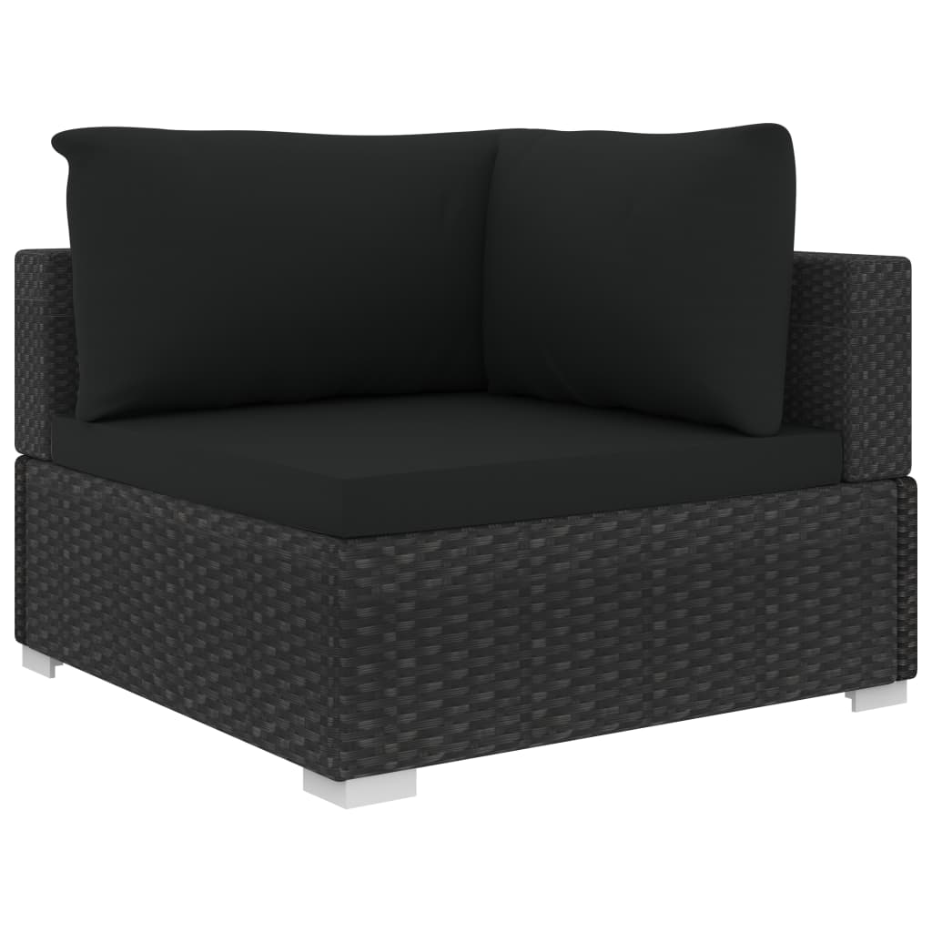 Salon de jardin 4 pcs avec coussins Résine tressée Noir - XIOS