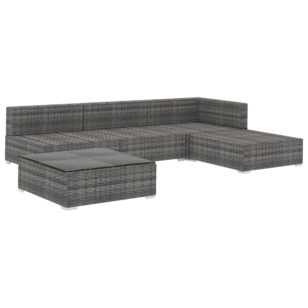 Salon de jardin 5 pcs avec coussins résine tressée gris - XIOS