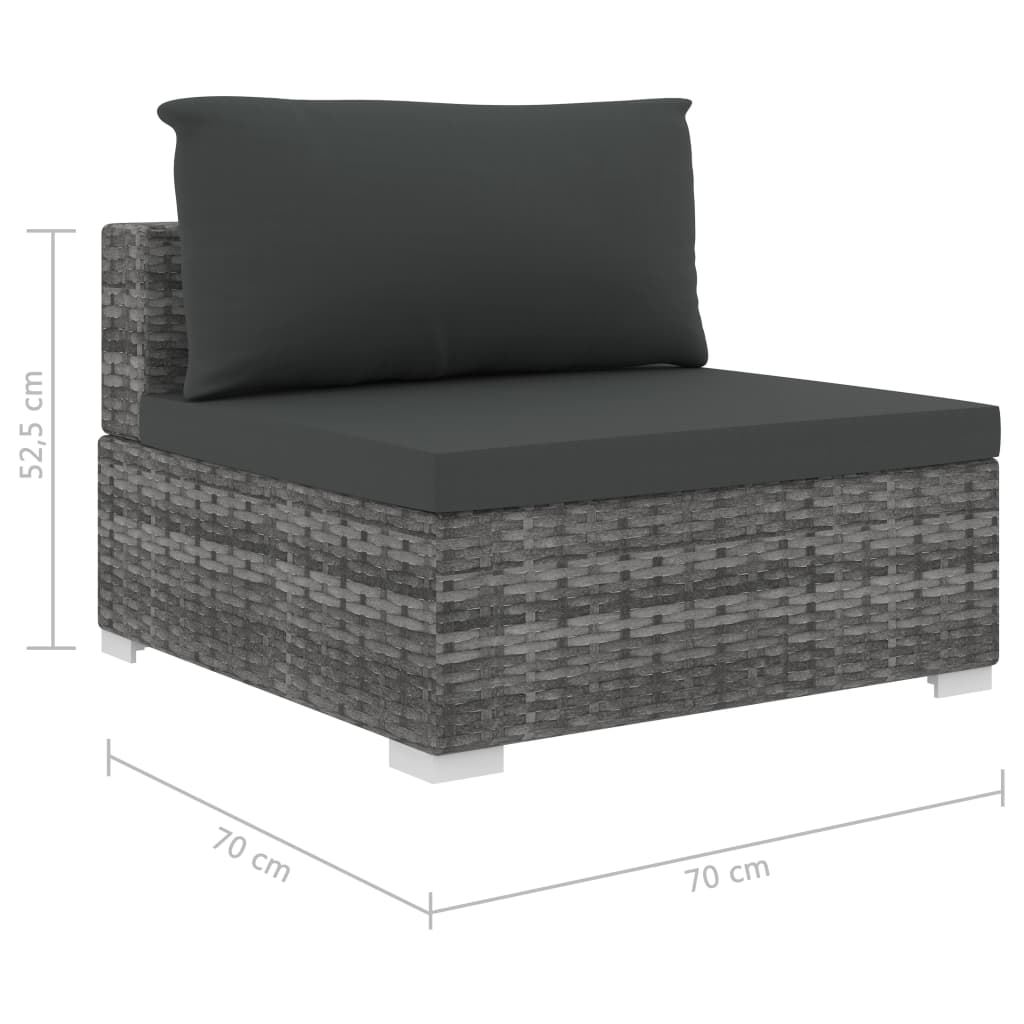 Salon de jardin 5 pcs avec coussins résine tressée gris - XIOS