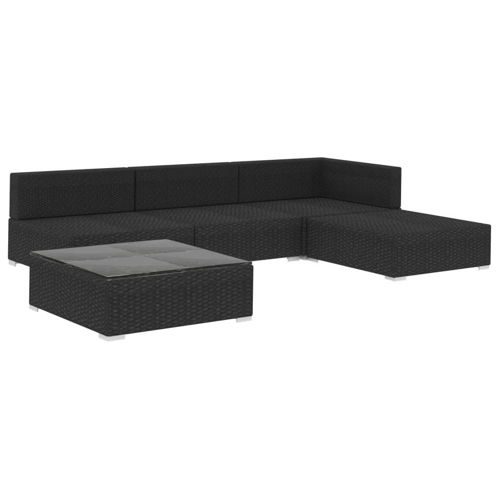 Salon de jardin 5 pcs avec coussins résine tressée noir - XIOS