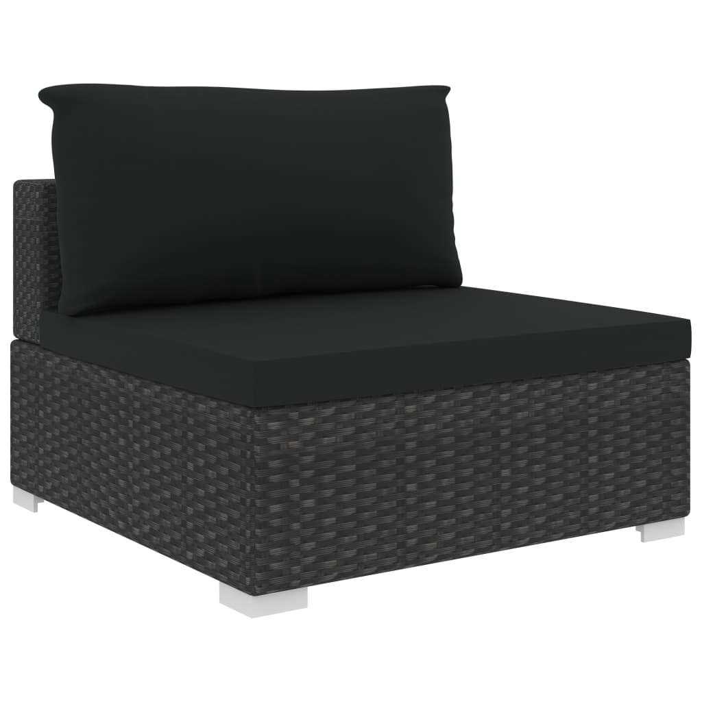 Salon de jardin 5 pcs avec coussins résine tressée noir - XIOS