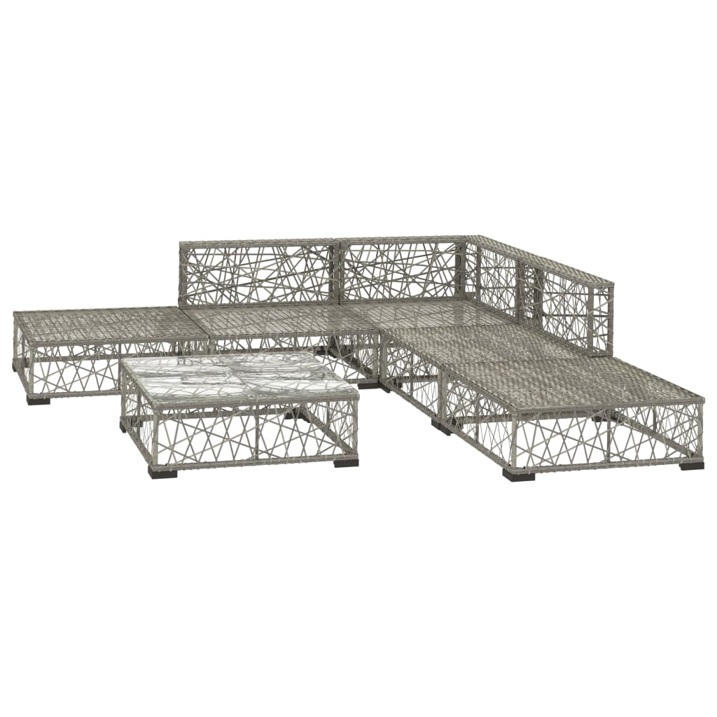 Salon de jardin 6 pcs avec coussins résine tressée gris - XIOS
