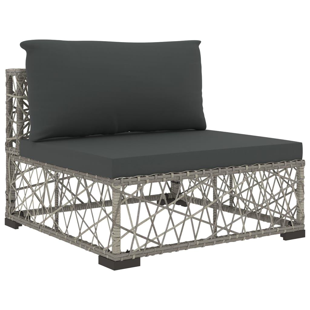 Salon de jardin 6 pcs avec coussins résine tressée gris - XIOS