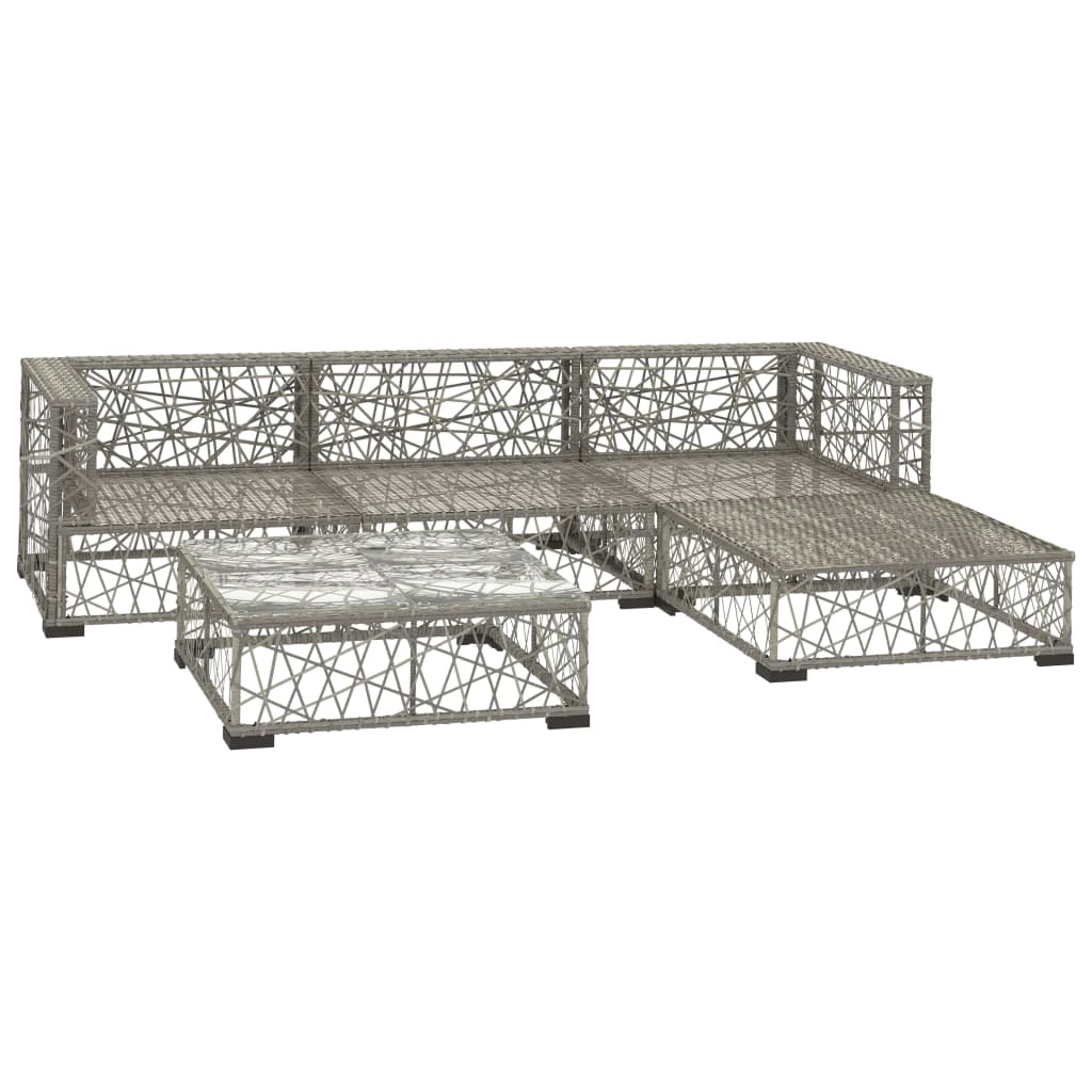Salon de jardin 5 pcs avec coussins résine tressée gris - XIOS