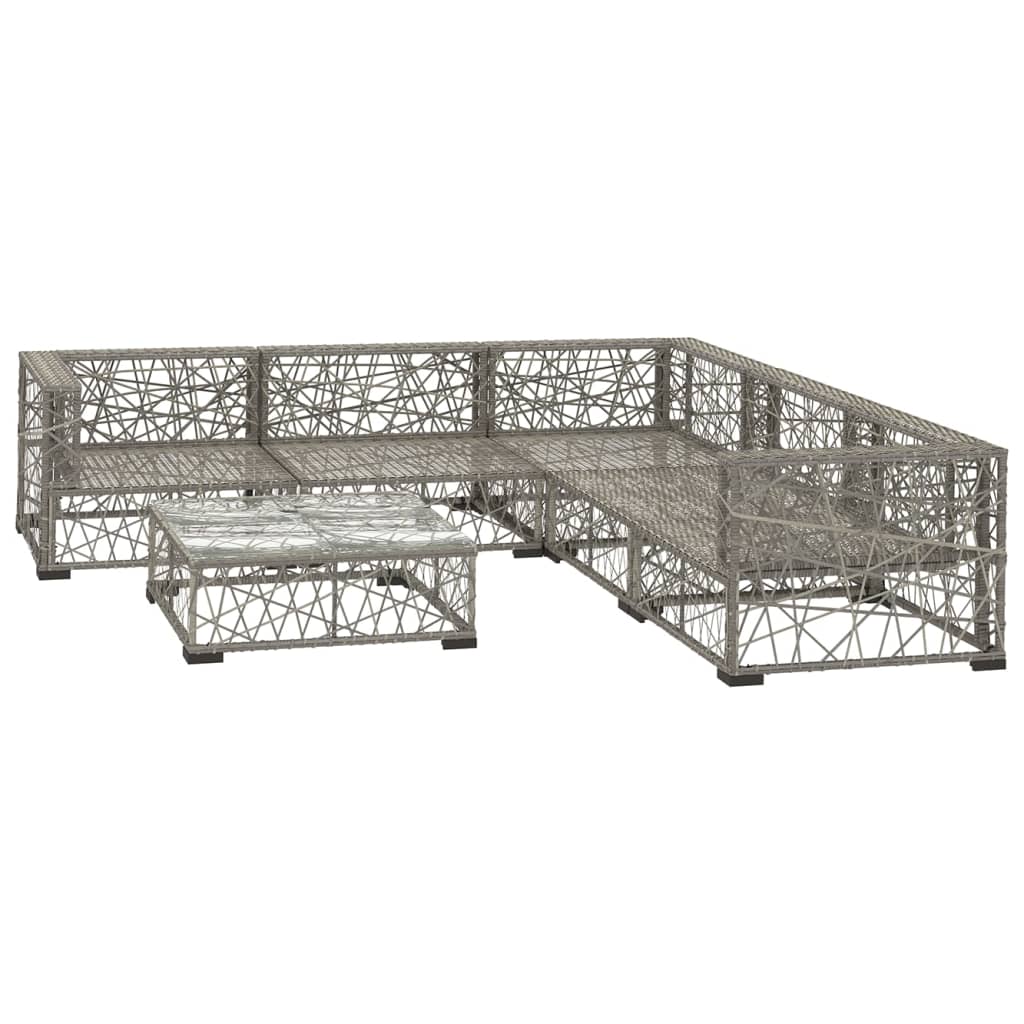 Salon de jardin 6 pcs avec coussins résine tressée gris - XIOS