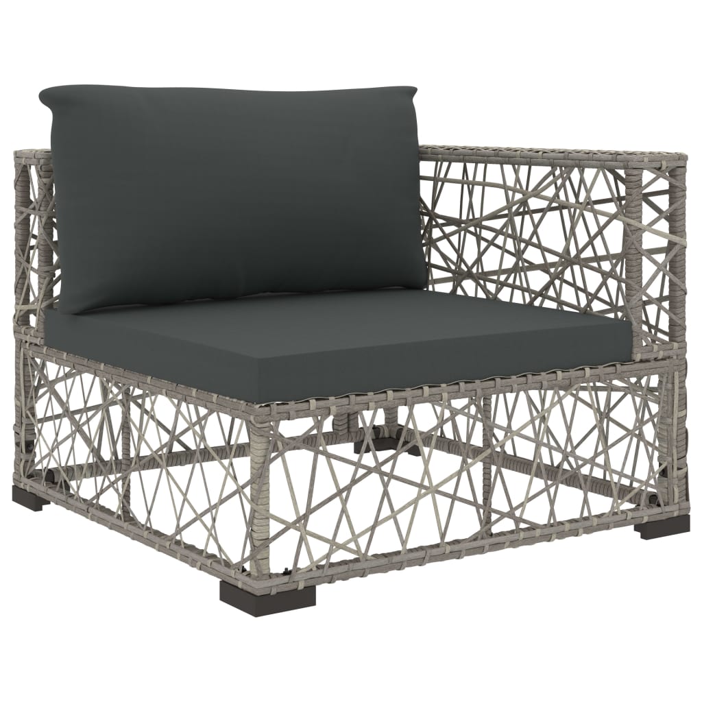 Salon de jardin 10 pcs avec coussins Résine tressée Gris