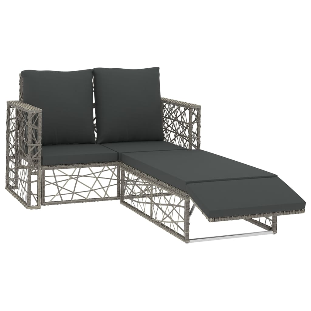 Salon de jardin 2 pcs avec coussins Résine tressée Gris - XIOS