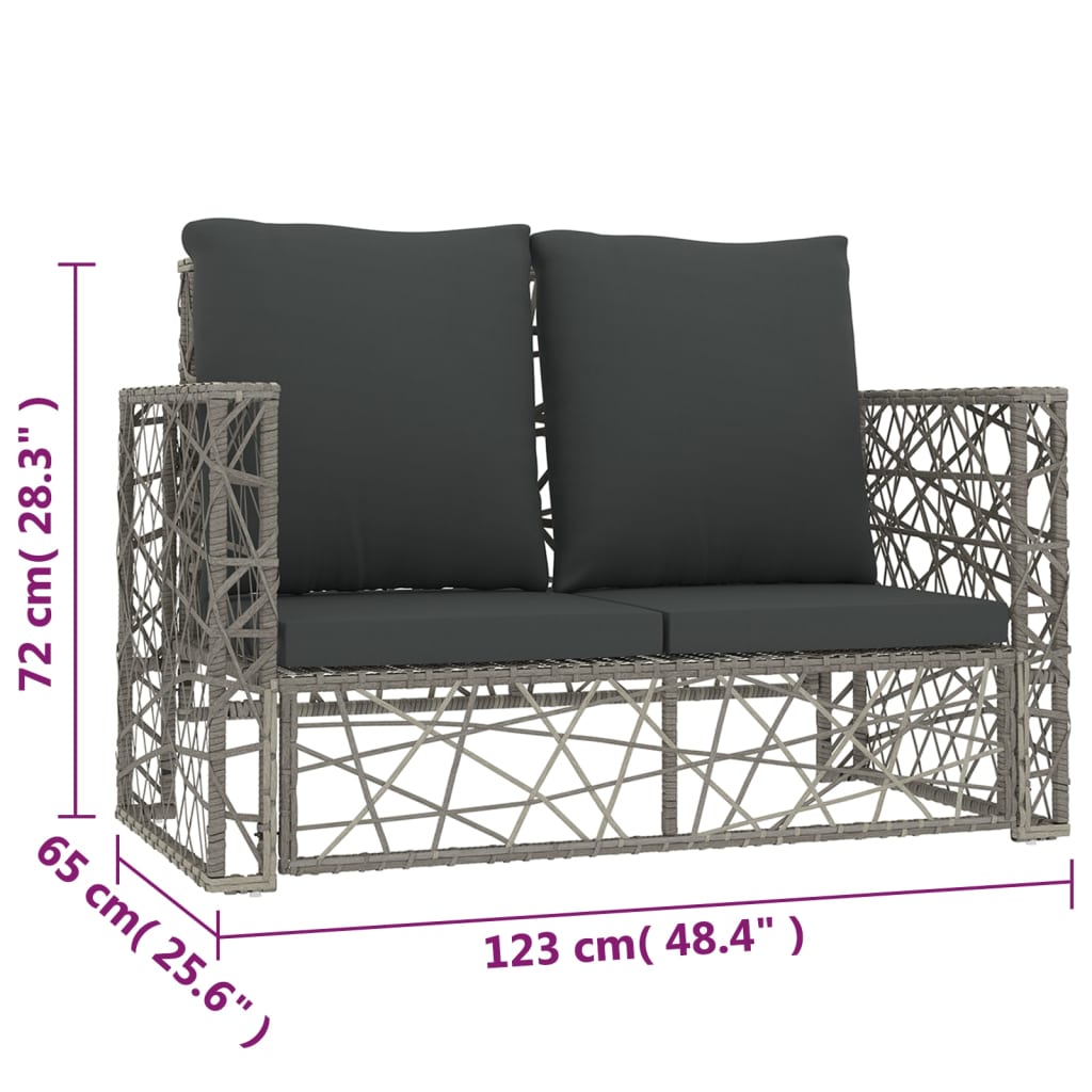 Salon de jardin 2 pcs avec coussins Résine tressée Gris - XIOS