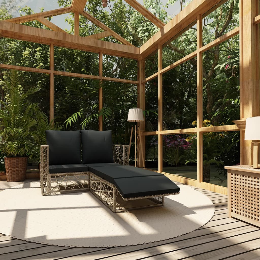Salon de jardin 2 pcs avec coussins Résine tressée Gris - XIOS
