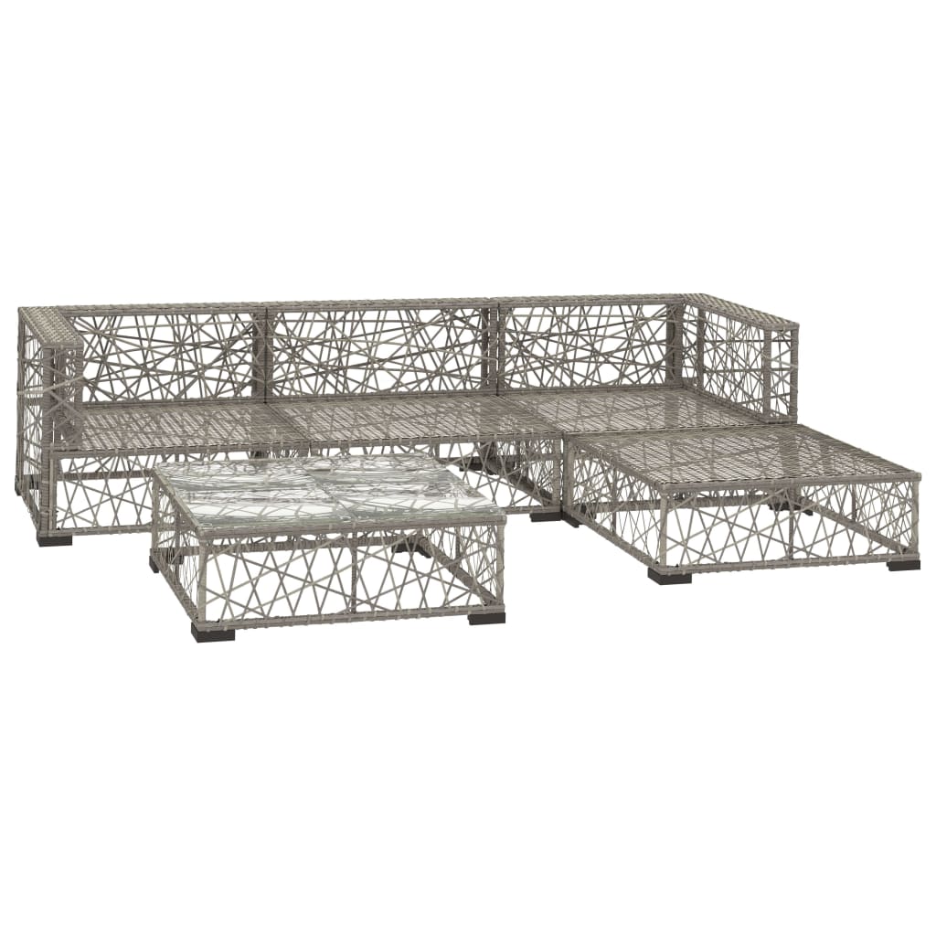 Salon de jardin 5 pcs avec coussins Résine tressée Gris - XIOS