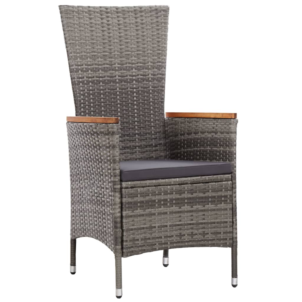 Ensemble à manger d'extérieur 9pcs coussins Résine tressée Gris