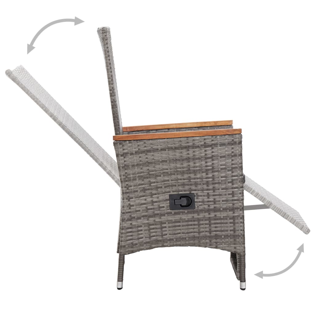 Ensemble à manger d'extérieur 9pcs coussins Résine tressée Gris