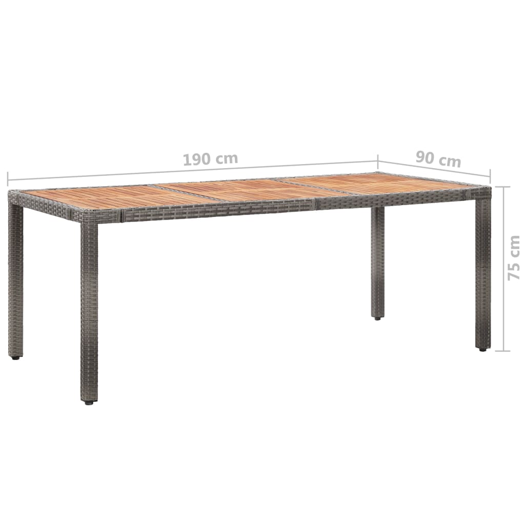Ensemble à manger d'extérieur 9pcs coussins Résine tressée Gris