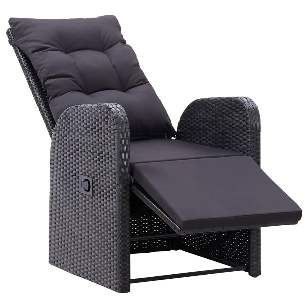 Ensemble de bistro 3 pcs avec coussins Résine tressée Noir - XIOS