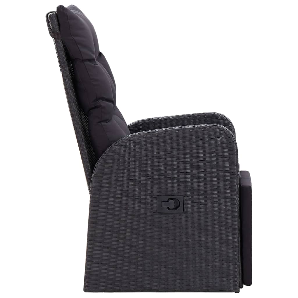 Ensemble de bistro 3 pcs avec coussins Résine tressée Noir - XIOS