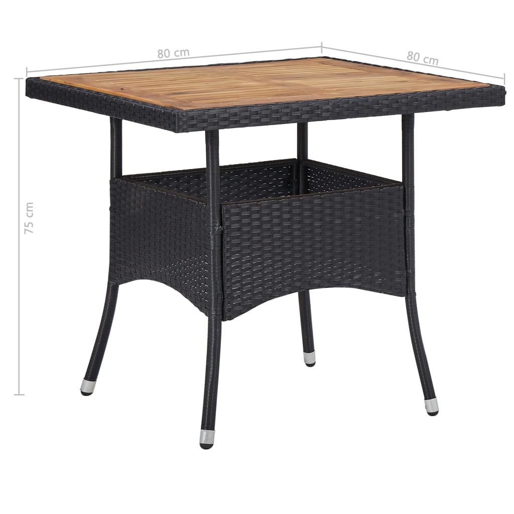 Mobilier d'extérieur 5 pcs Noir Résine tressée et bois d'acacia - XIOS