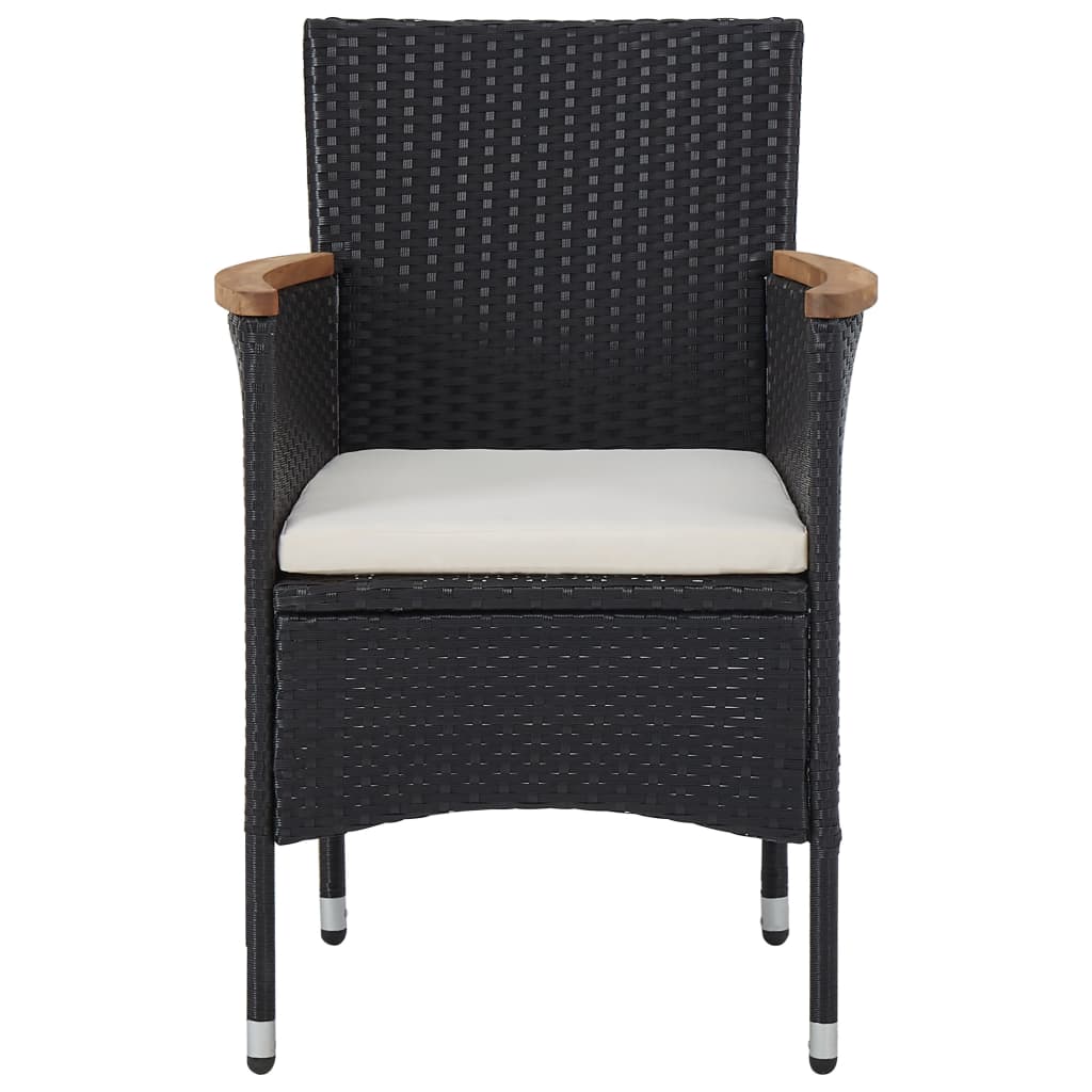 Mobilier d'extérieur 5 pcs Noir Résine tressée et bois d'acacia - XIOS