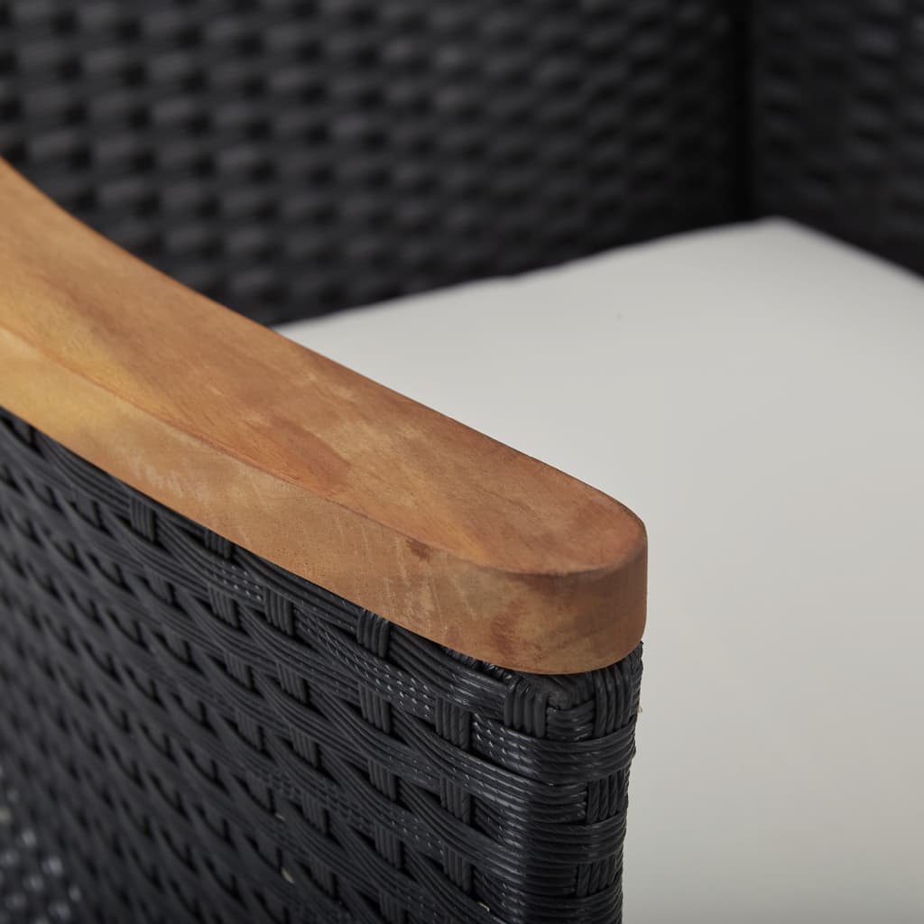 Mobilier d'extérieur 5 pcs Noir Résine tressée et bois d'acacia - XIOS