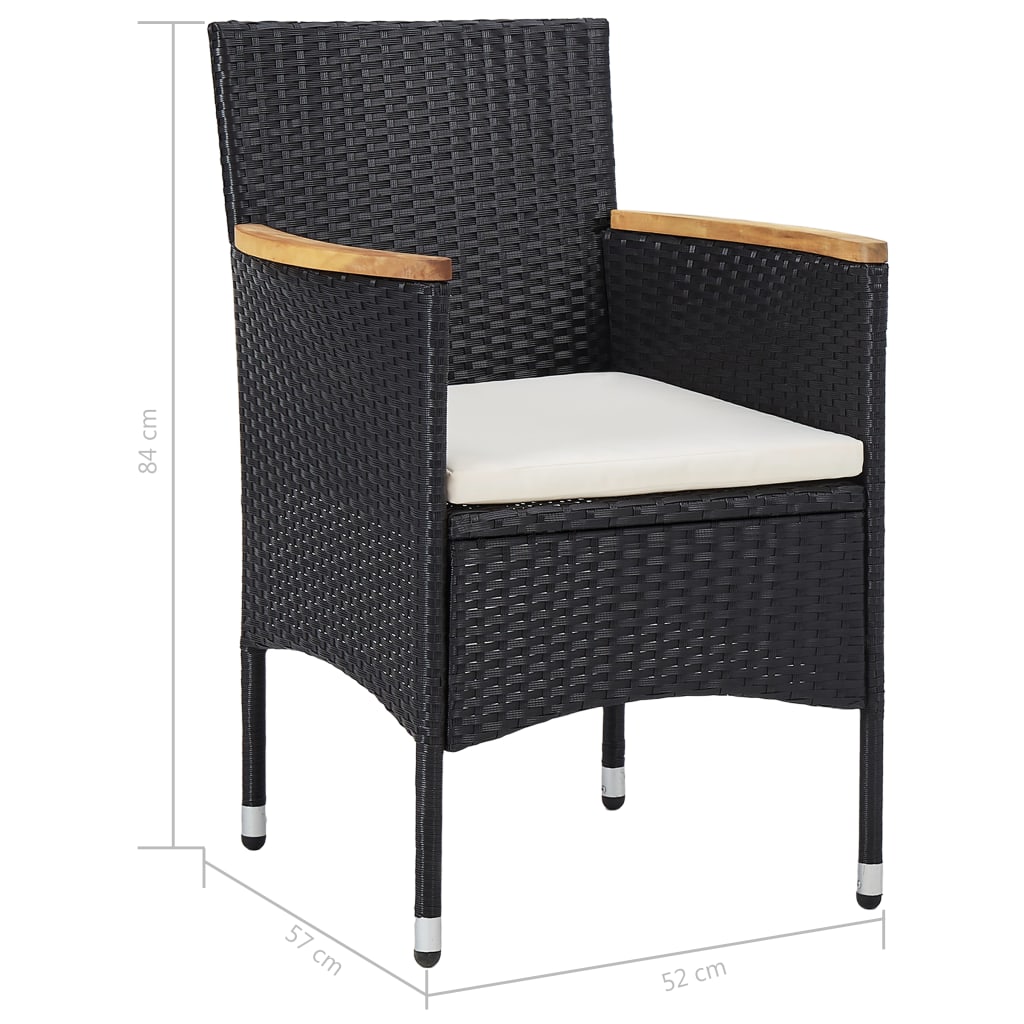 Mobilier d'extérieur 5 pcs Noir Résine tressée et bois d'acacia - XIOS