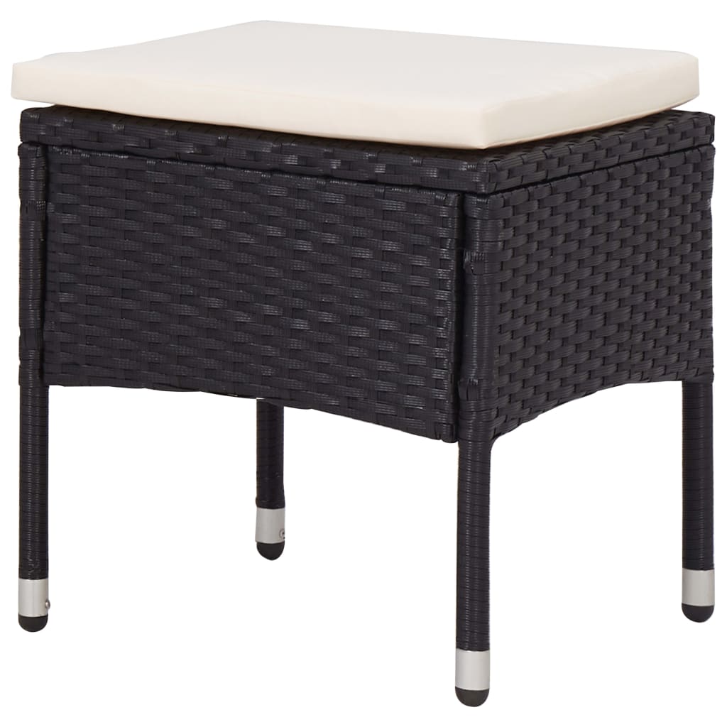 Ensemble à manger d'extérieur 5pcs Noir Résine tressée et verre - XIOS