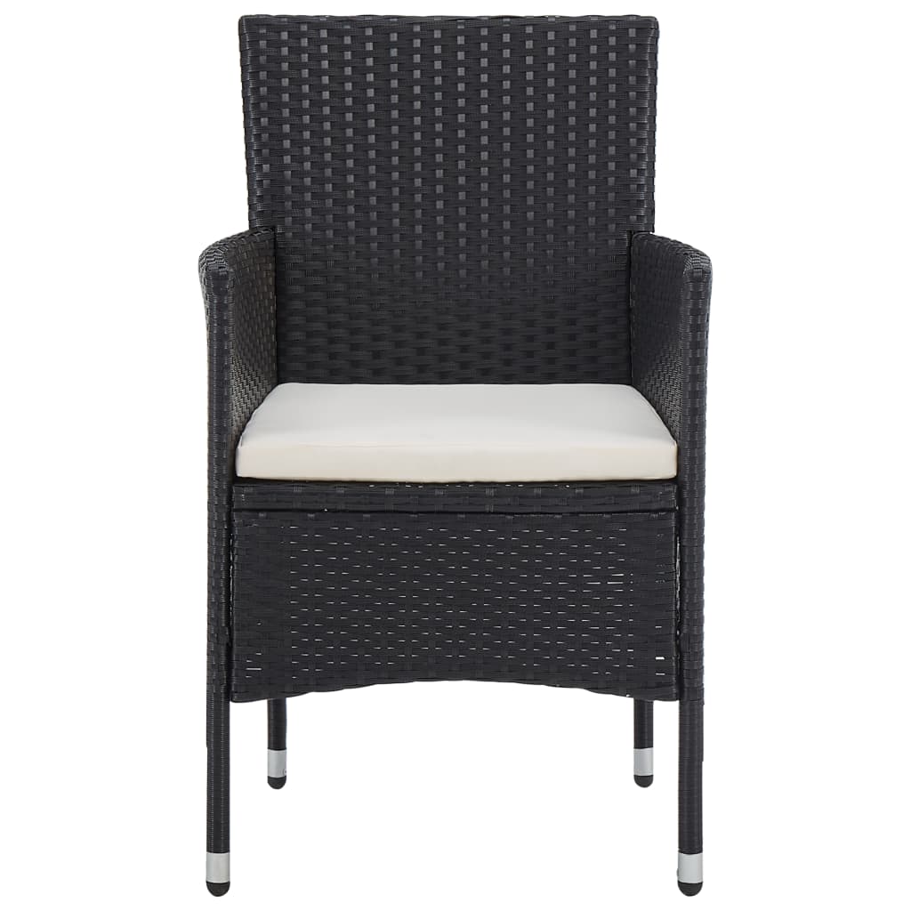 Ensemble à manger d'extérieur 5pcs Noir Résine tressée et verre - XIOS