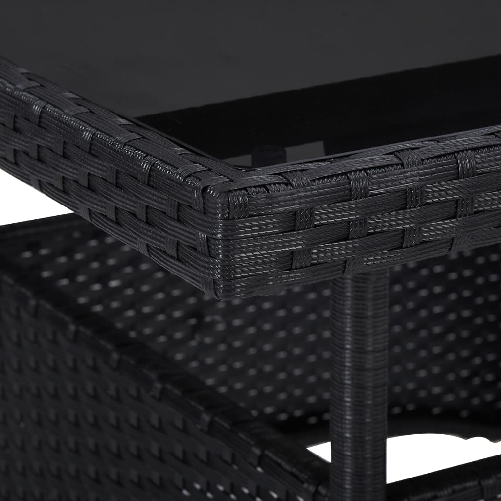 Ensemble à manger d'extérieur 5pcs Noir Résine tressée et verre - XIOS