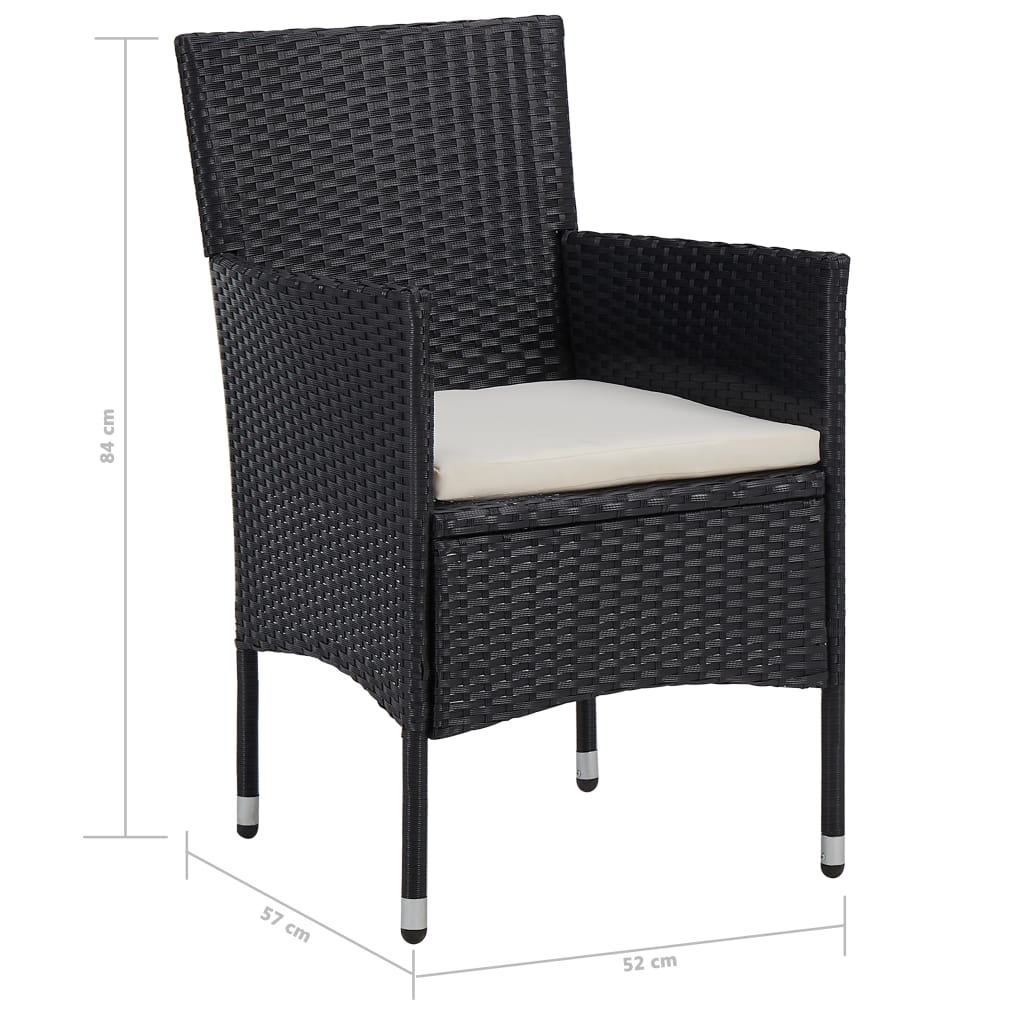 Ensemble à manger d'extérieur 5pcs Noir Résine tressée et verre - XIOS