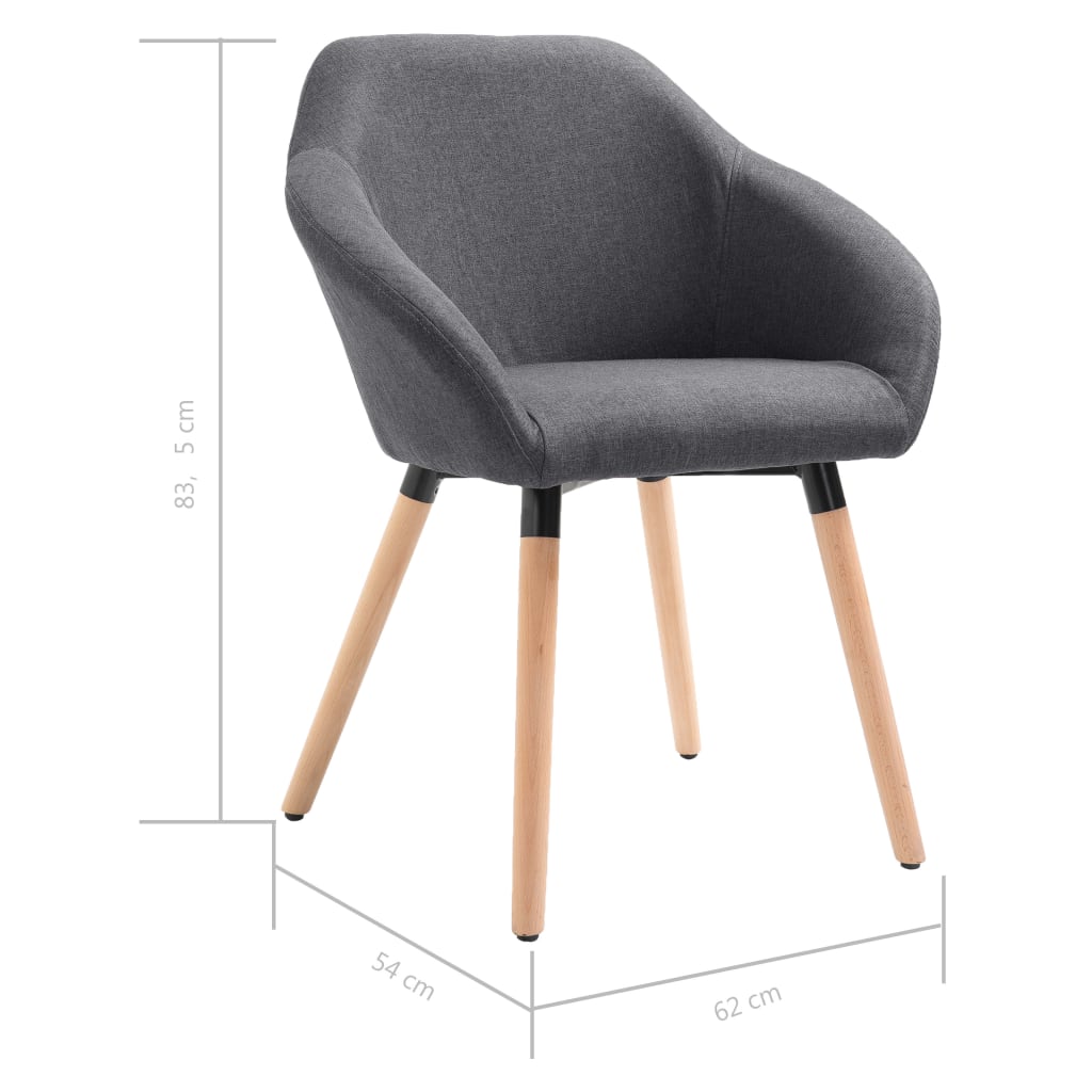 Chaises à manger lot de 4 gris foncé tissu - XIOS
