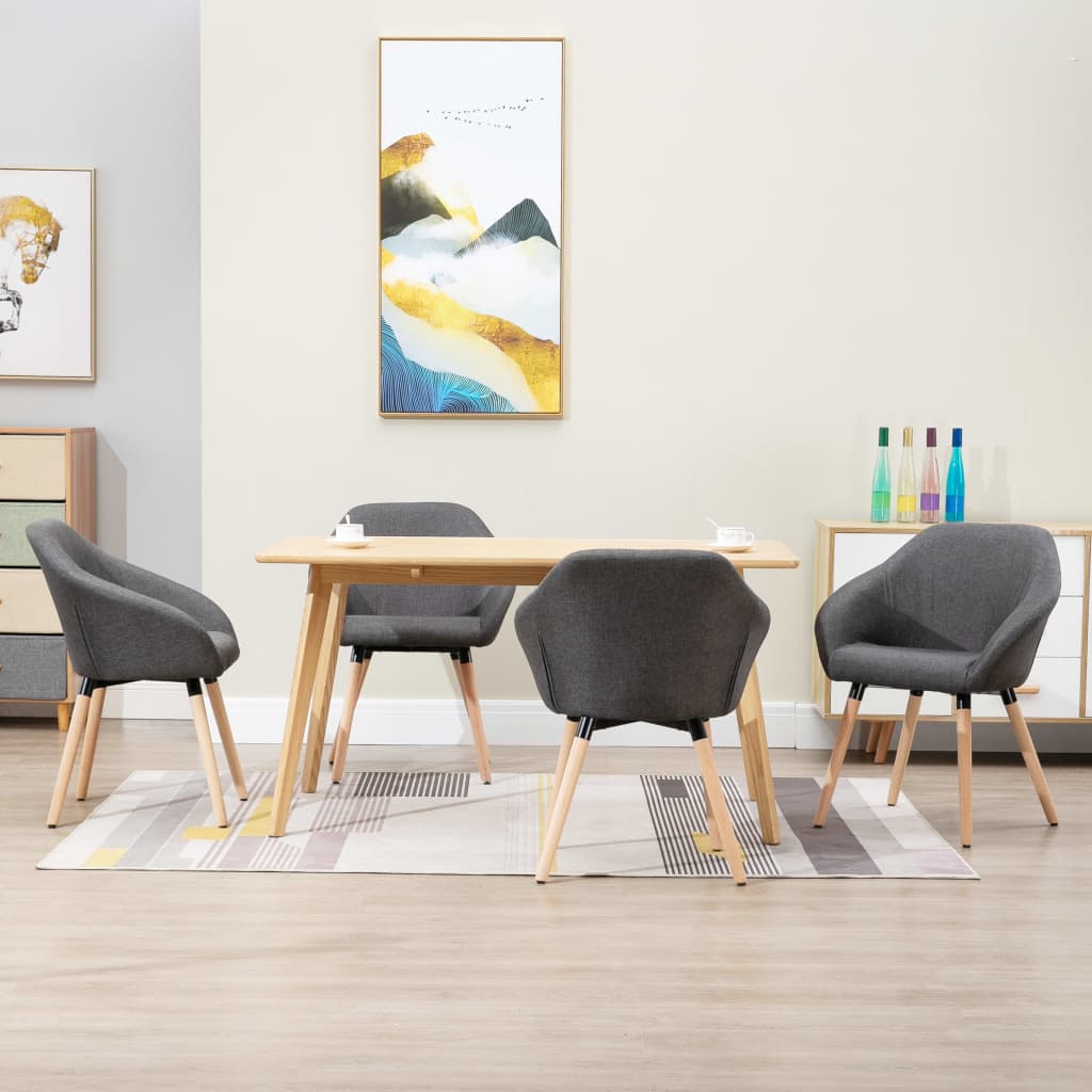 Chaises à manger lot de 4 gris foncé tissu - XIOS