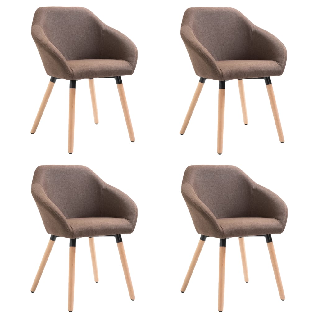 Chaises à manger lot de 4 marron tissu - XIOS