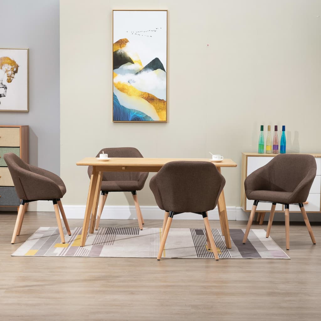 Chaises à manger lot de 4 marron tissu - XIOS