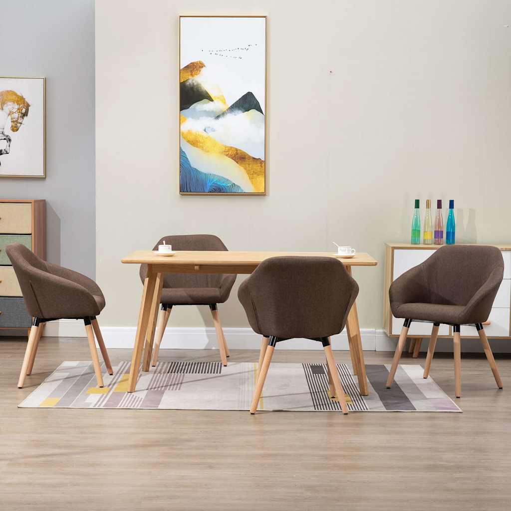 Chaises à manger lot de 4 marron tissu