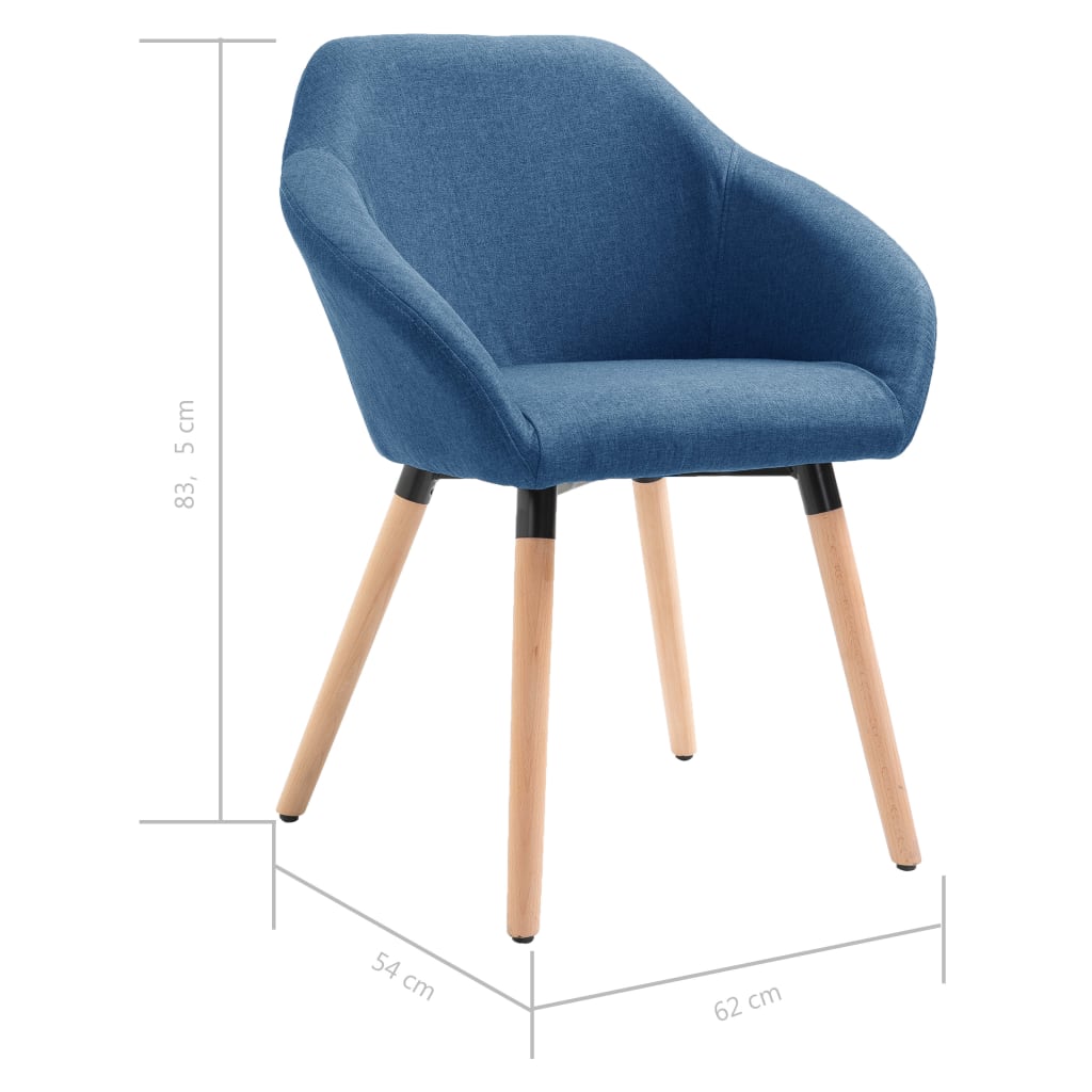 Chaises à manger lot de 4 bleu tissu - XIOS