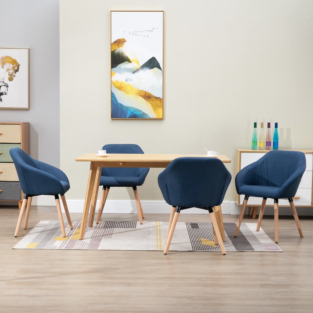 Chaises à manger lot de 4 bleu tissu - XIOS