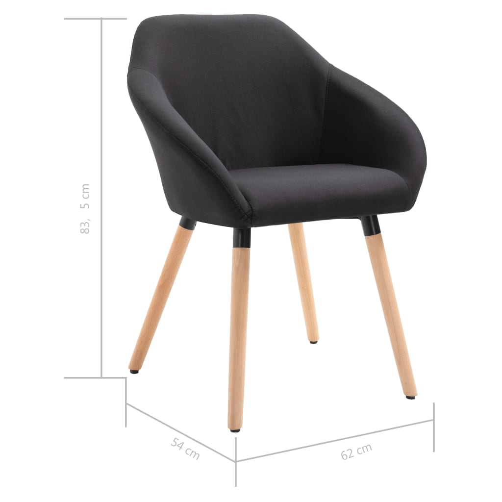 Chaises à manger lot de 4 noir tissu - XIOS