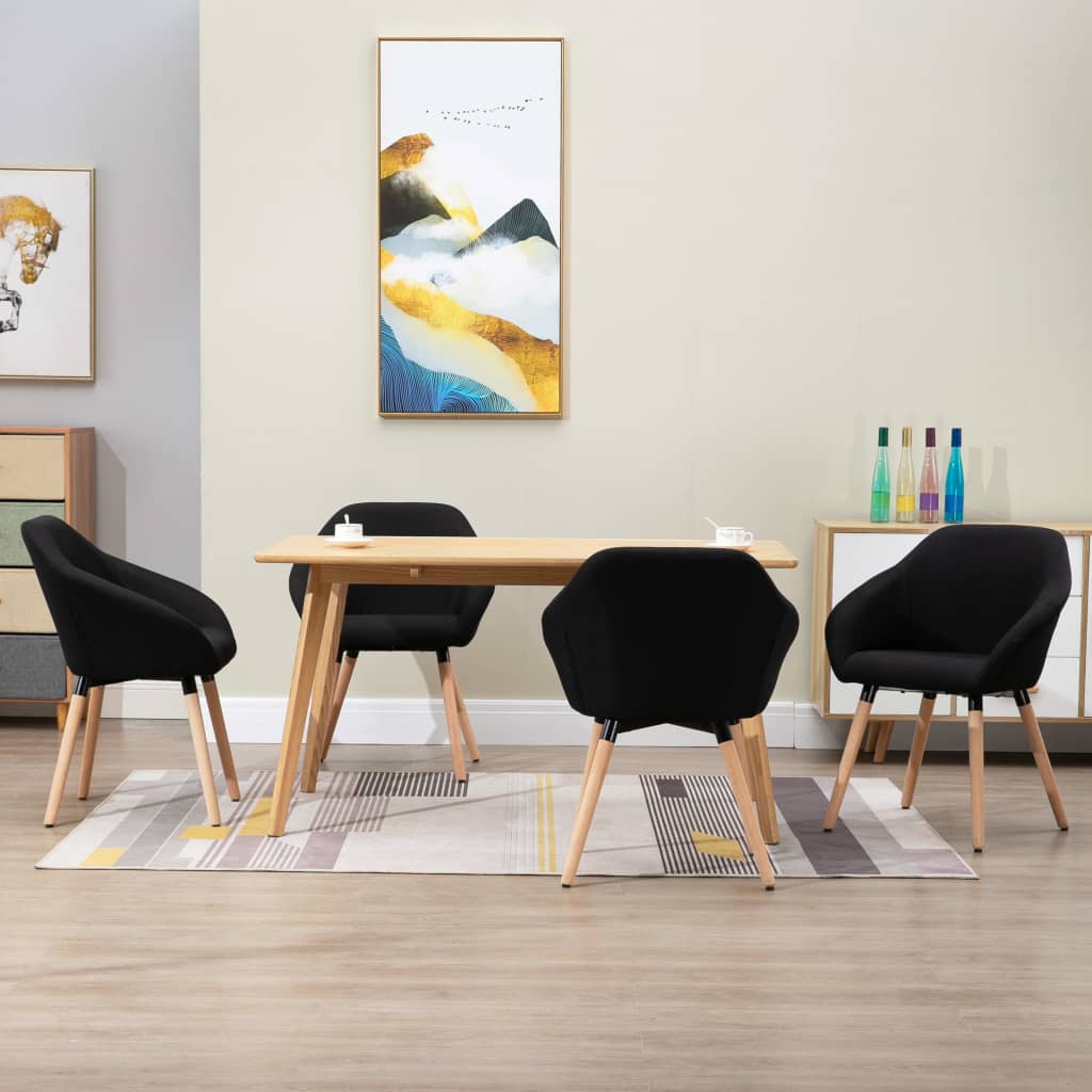 Chaises à manger lot de 4 noir tissu - XIOS